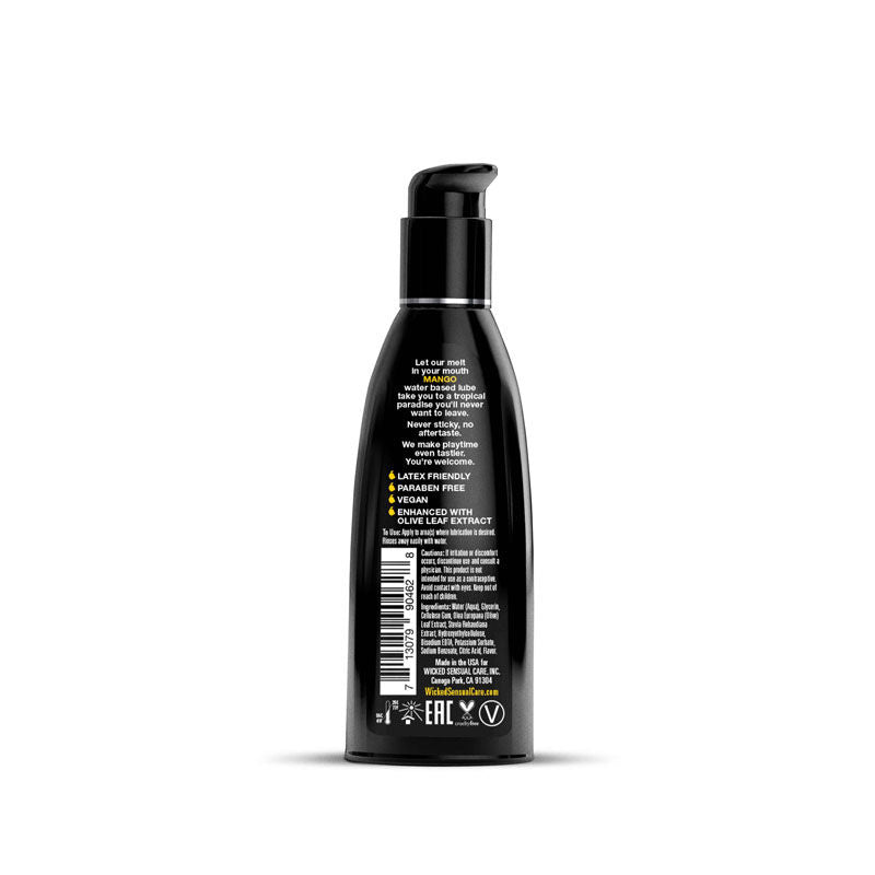 Wicked aqua - flavoured water-based lubricant 60 ml - mango, Product back view  | Flirtybay.com.au